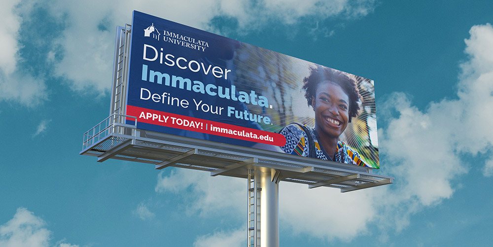 Billboard on highway advertising Immaculata