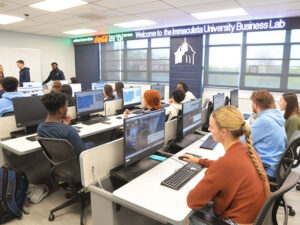 students in Immaculata business lab
