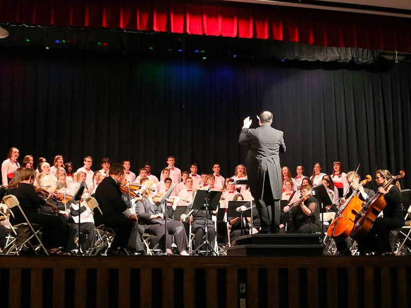 Orchestra playing on stage