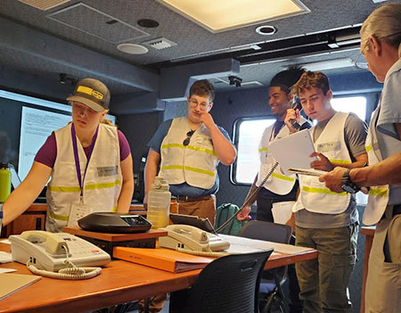 Emergency responders in command center