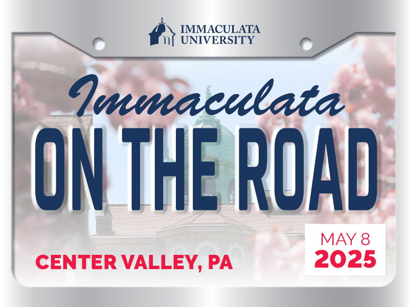 ADV_2025-IU-on-the-Road_WEB_12-24_CENTER-VALLEY_MAY-8 - Immaculata University On the Road license plate graphic