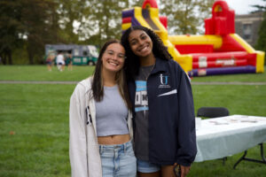 Two young women smiling for the camera