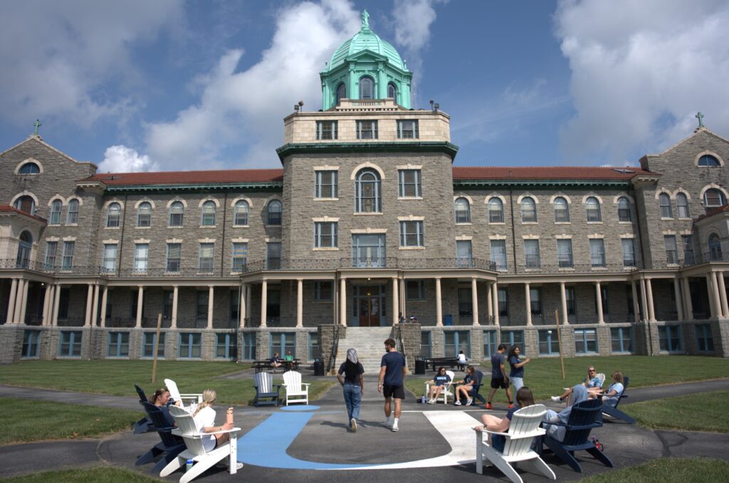 Students on Back Campus - Immaculata University Immaculata students enjoying the weather on back campus