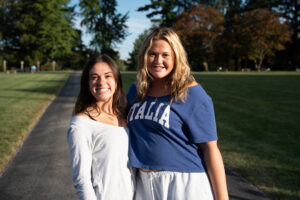 Two young women smiling for the camera