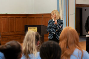 Woman speaking to audience
