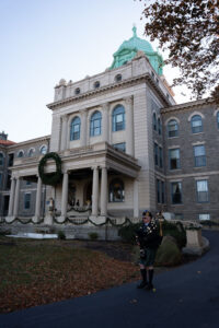 Front of old college building