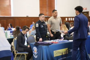 Two police officers at a table