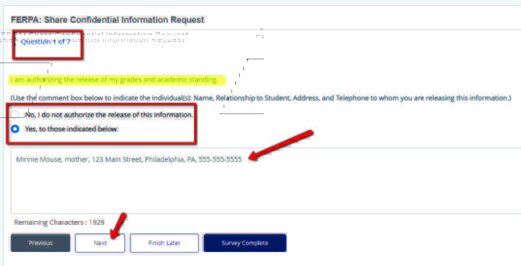 screen4 - Immaculata University Screenshot showing form with checkbox, text box and buttons