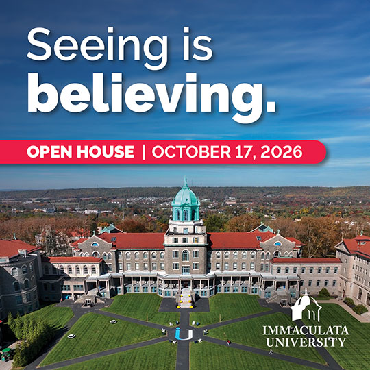 Text: seeing is believing, open house october 17, 2026