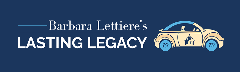 Drawing of a car with text Barbara's Lettiere's Lasting Legacy