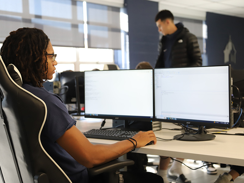 Young man working at computer
