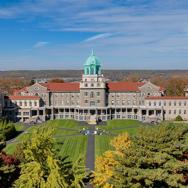Drone view of college building